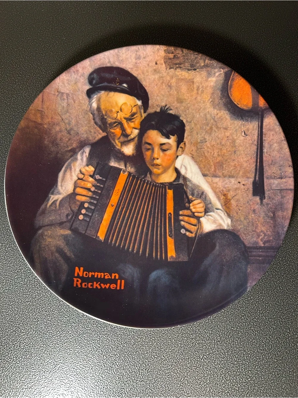 Norman Rockwell Collector Plate “The Music Maker”, Vintage Rockwell w/ COA